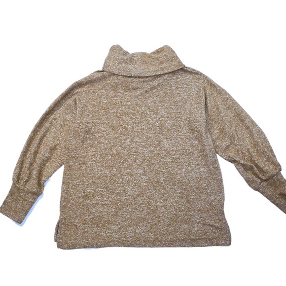 Maeve Anthropologie Soft Knit Cowl Neck Sweater Tan Bishop Sleeve Size L - Picture 14 of 16